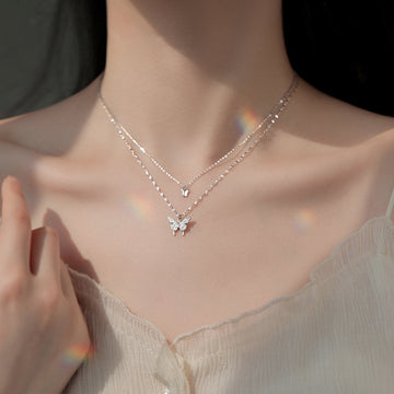 Geraldine Butterfly Double-Layer Necklace [7OAL6SYT]