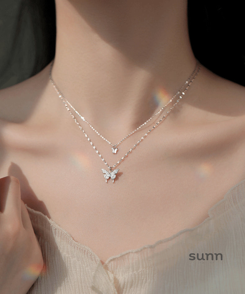 Geraldine Butterfly Double-Layer Necklace [POWB6Z3B]