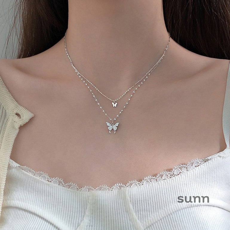 Geraldine Butterfly Double-Layer Necklace [MC6FXTYD]