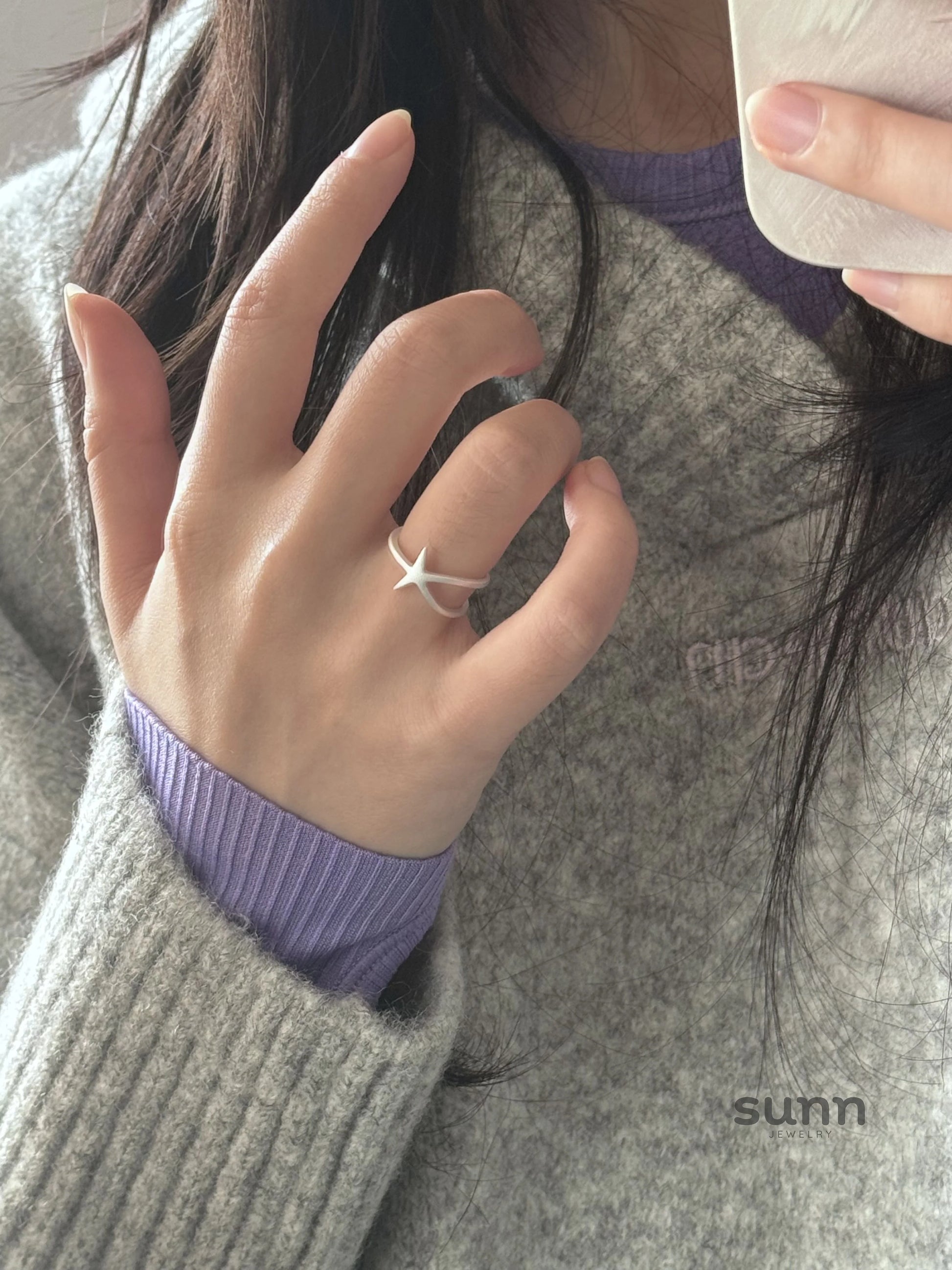 Geraldine Matte Starfish Ring