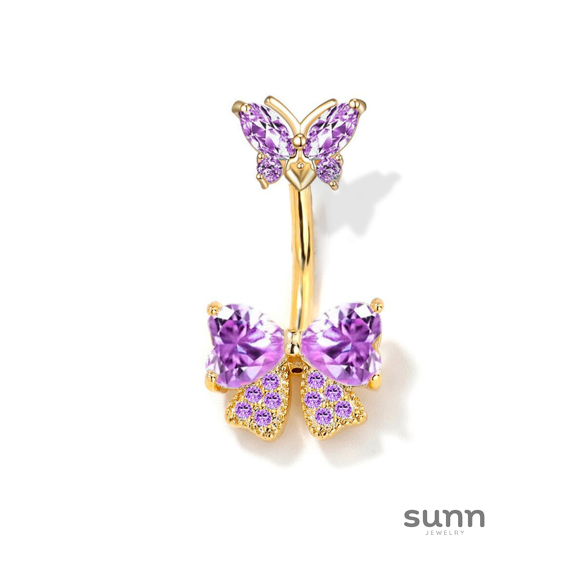 Gia Sparkling Bow Belly Ring [NY8ECV55]