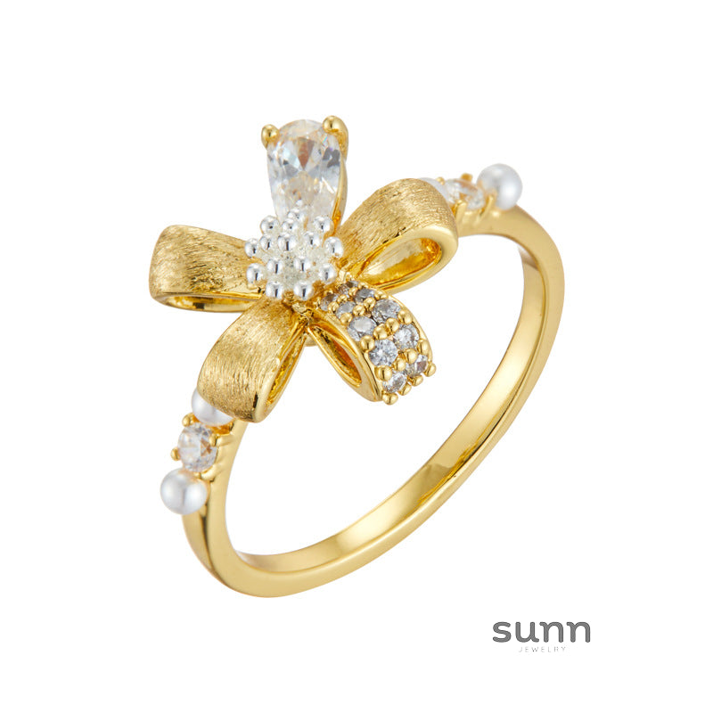 Gioia Brushed Floral Open Ring [WXWSSSND]