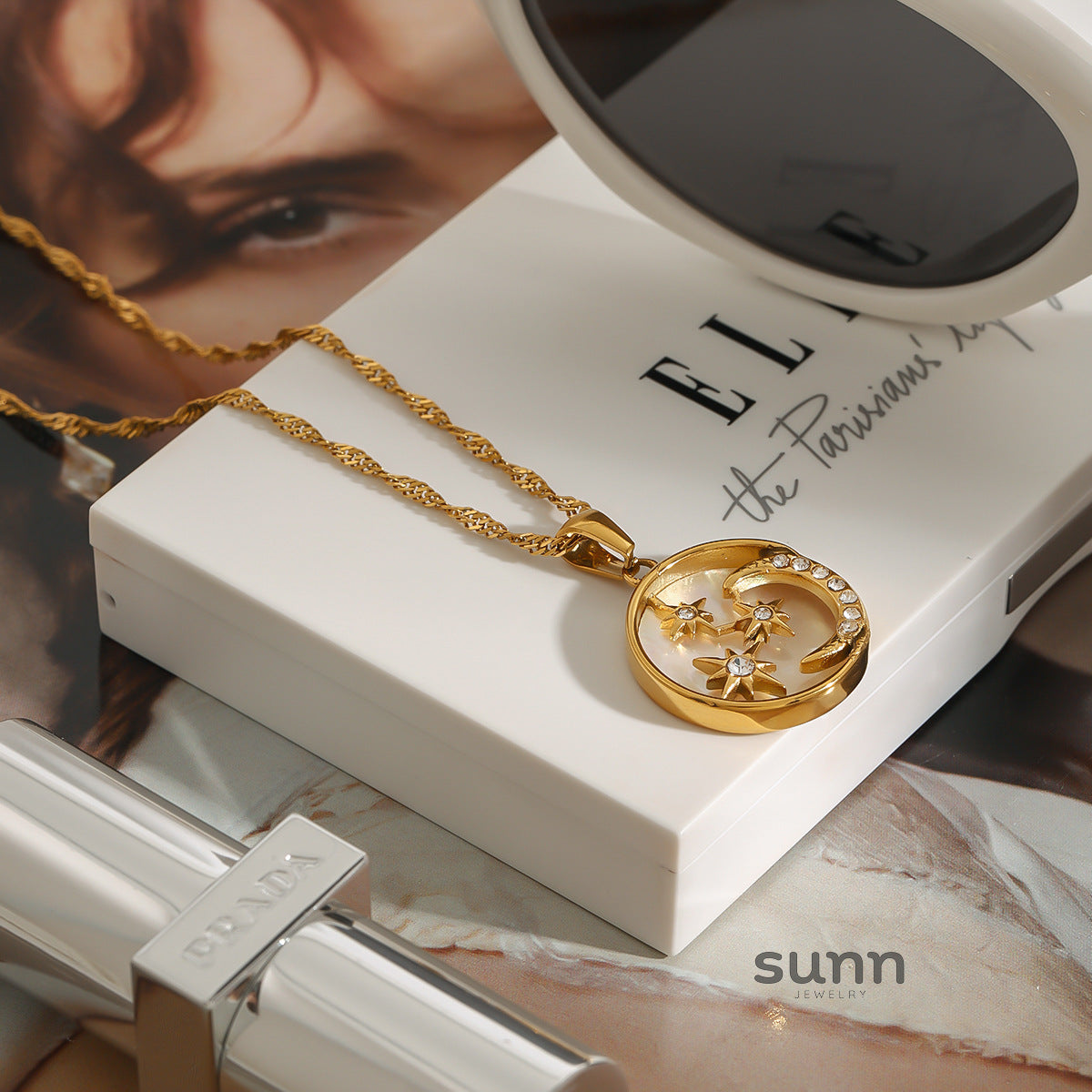 Giorgia Iridescent Moon Necklace [080TTK4T]