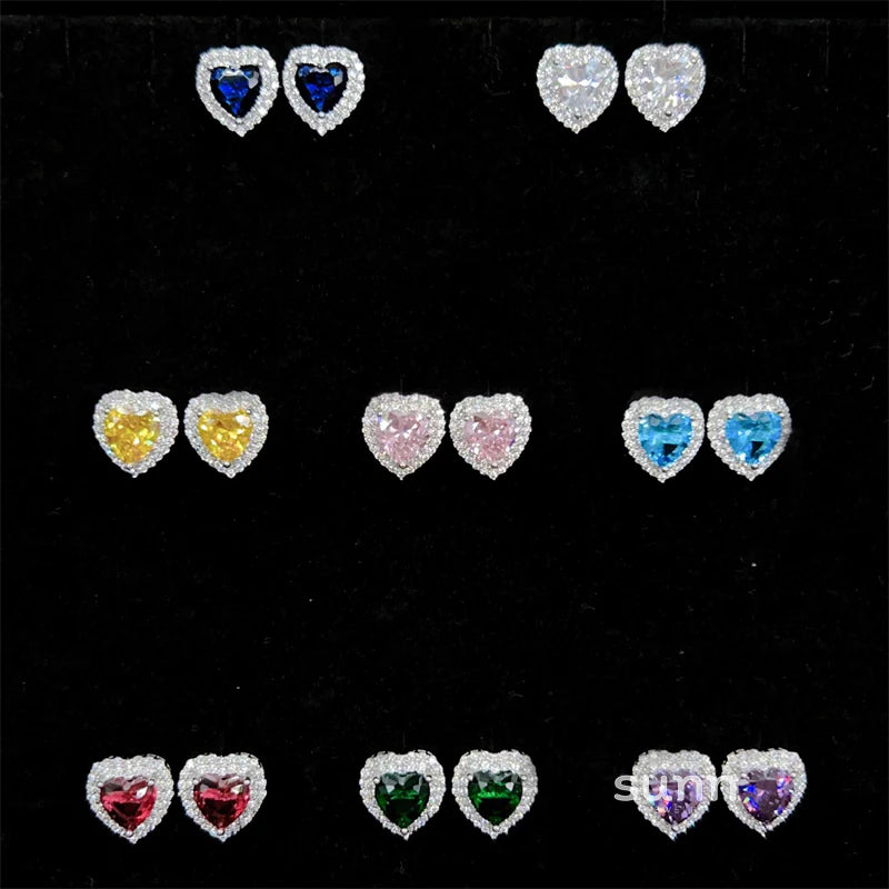 Gisella Colorful Gemstone Heart Studs