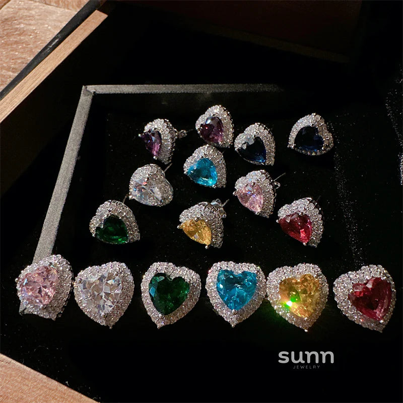 Gisella Colorful Gemstone Heart Studs