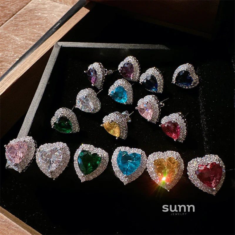 Gisella Colorful Gemstone Heart Studs