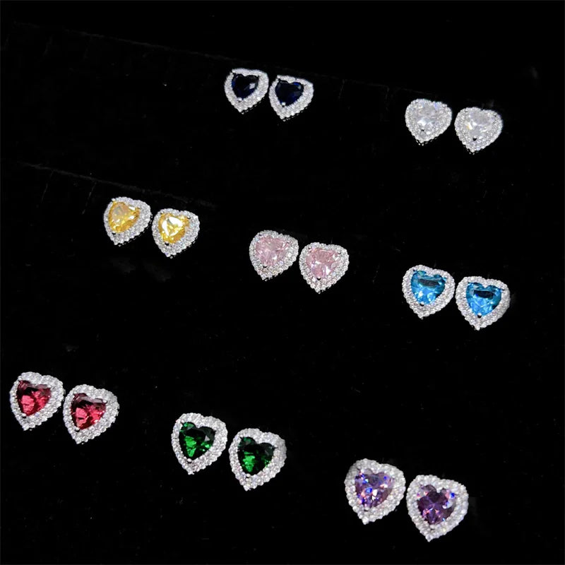 Gisella Colorful Gemstone Heart Studs