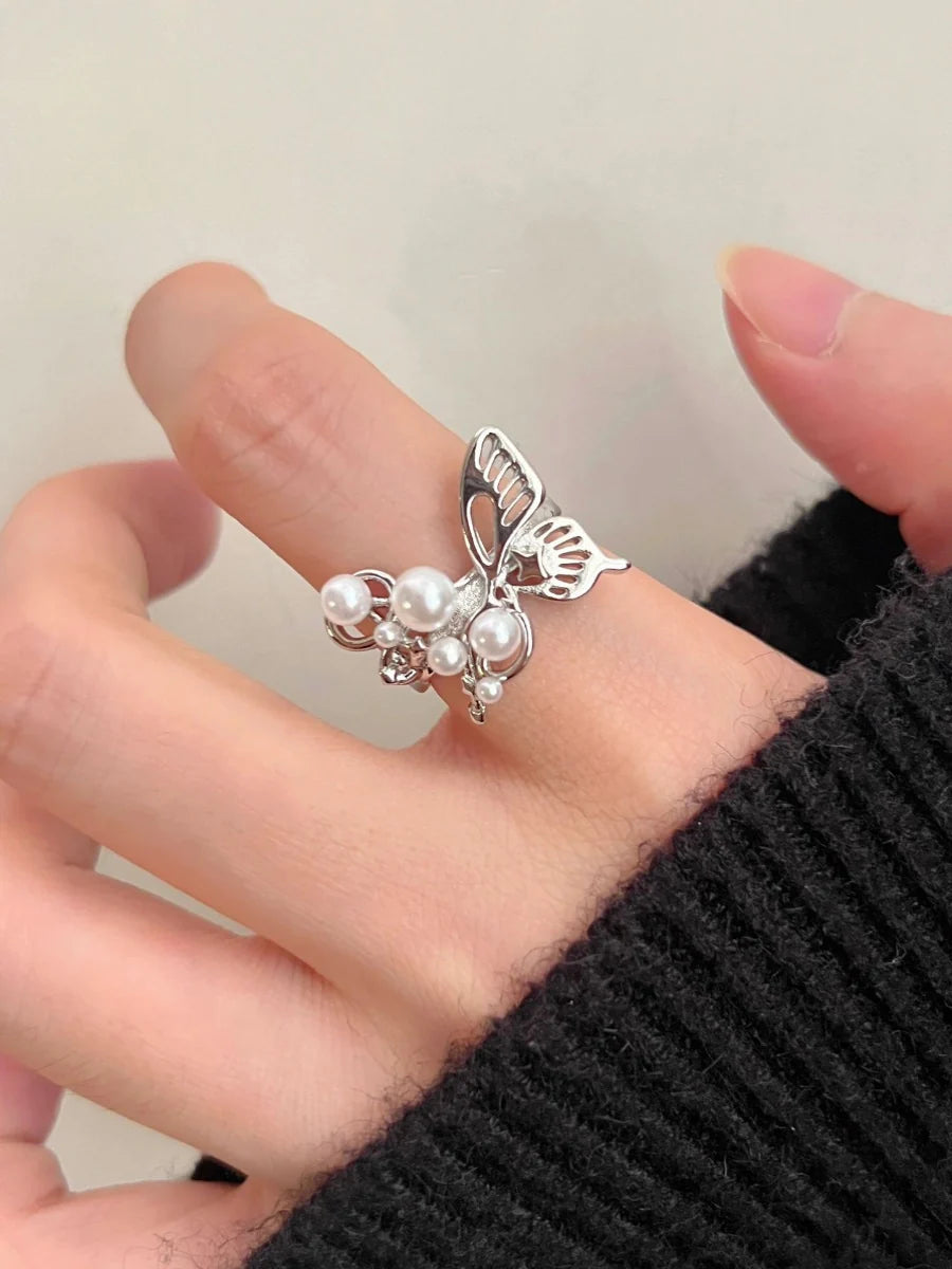 Gladys Pearl Butterfly Open Ring