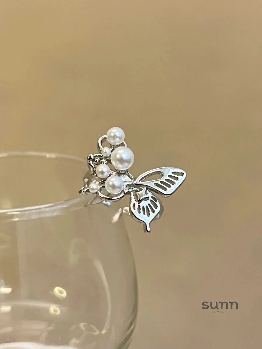 Gladys Pearl Butterfly Open Ring