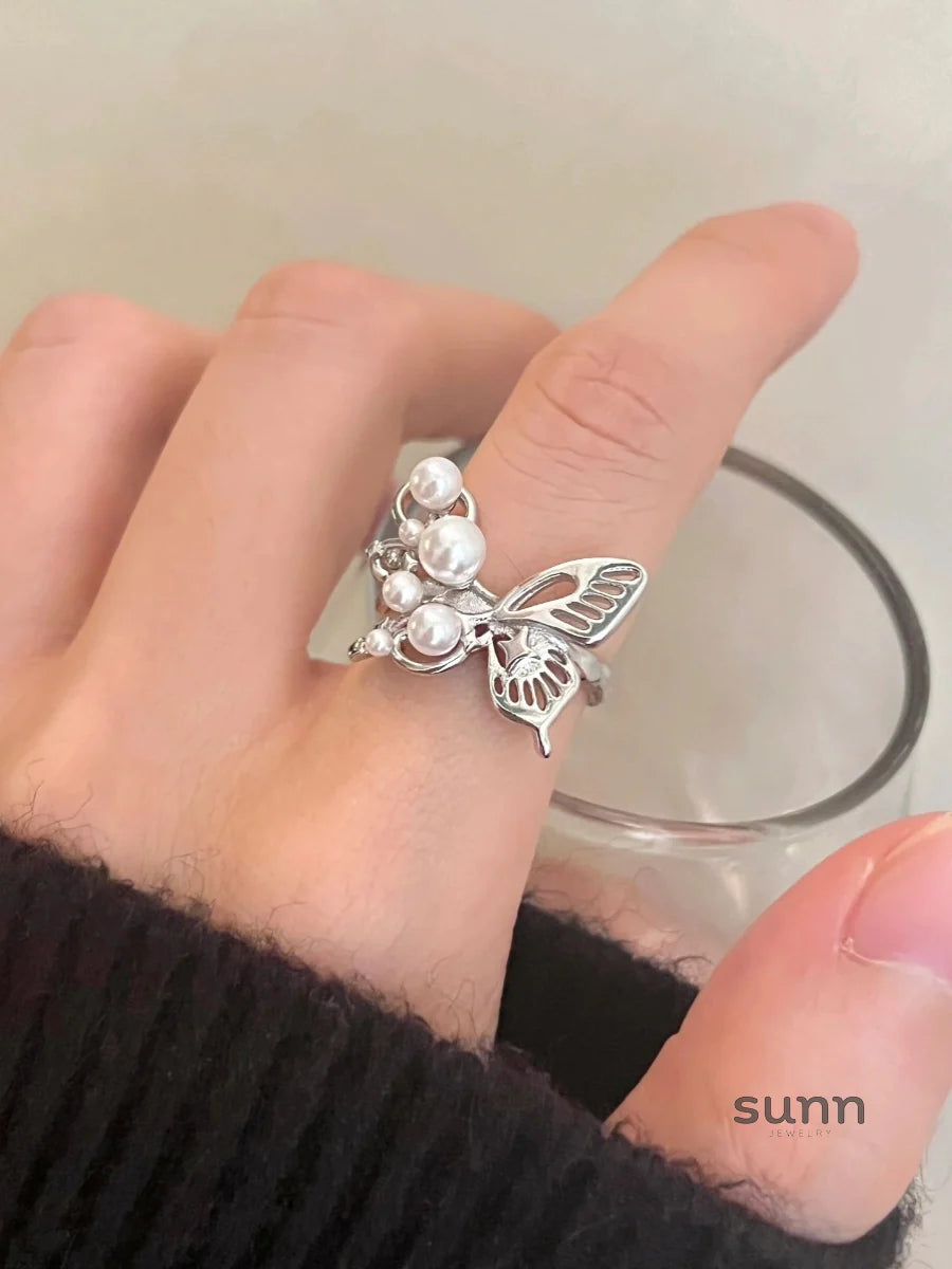 Gladys Pearl Butterfly Open Ring