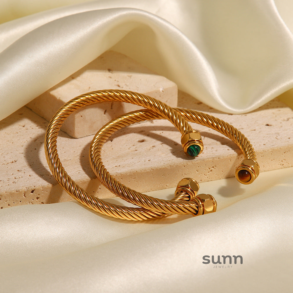 Glenda Natural Stone Open Bangle [GM8X3P87]