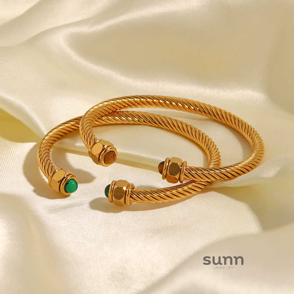Glenda Natural Stone Open Bangle [MBELHDHM]