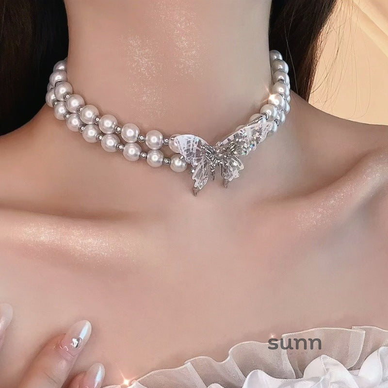 Gloria Pearl Butterfly Choker
