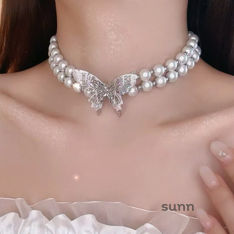 Gloria Pearl Butterfly Choker