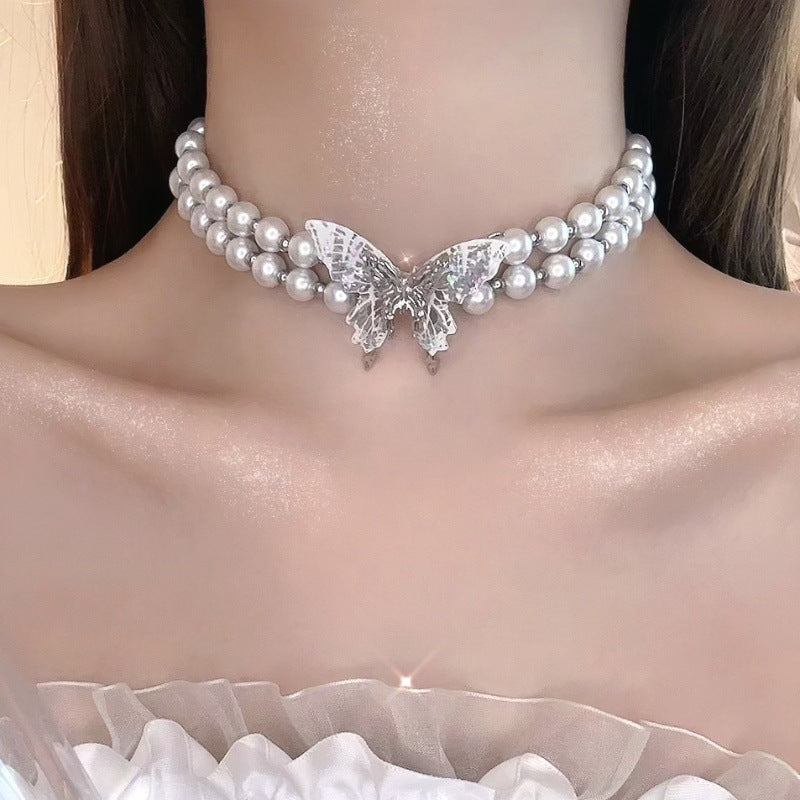 Gloria Pearl Butterfly Choker