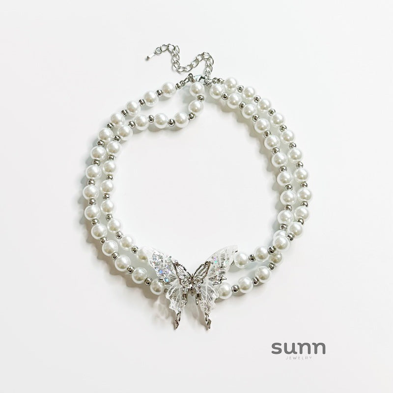 Gloria Pearl Butterfly Choker