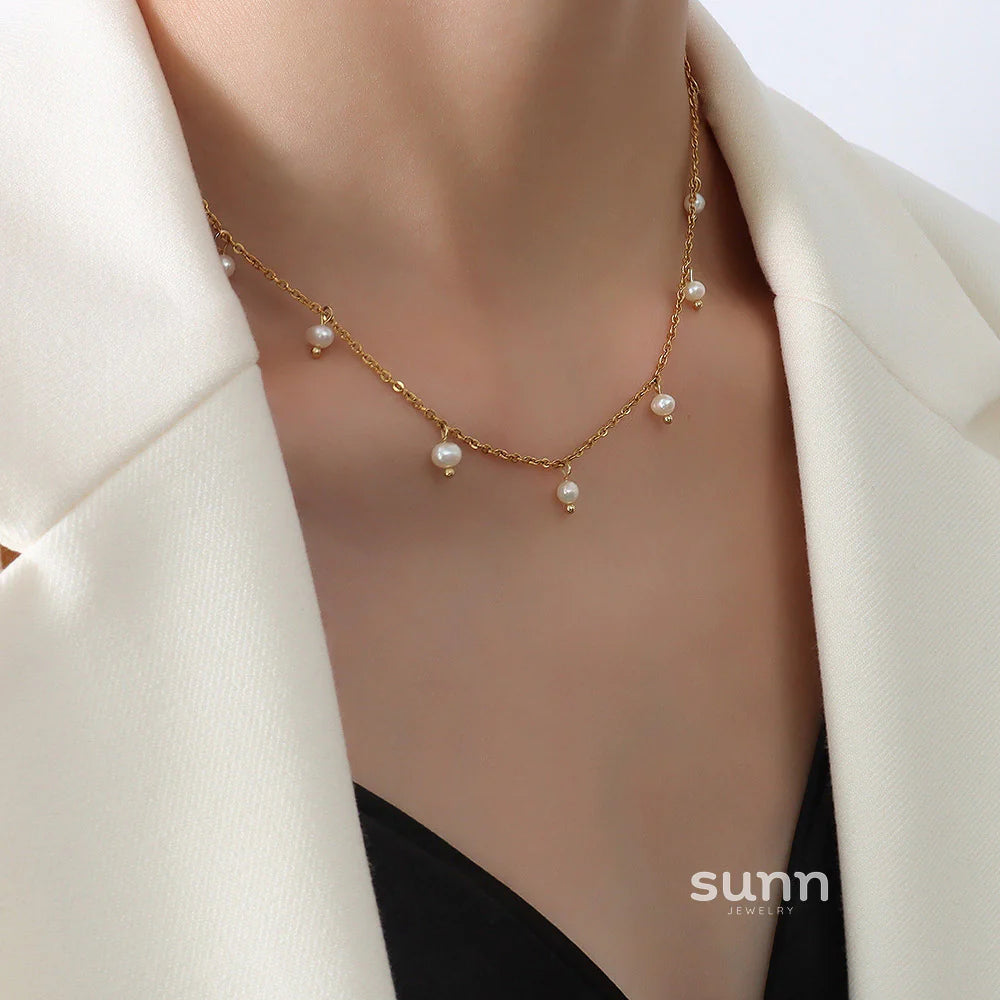 Gracee Pearl Tassel Layered Necklace