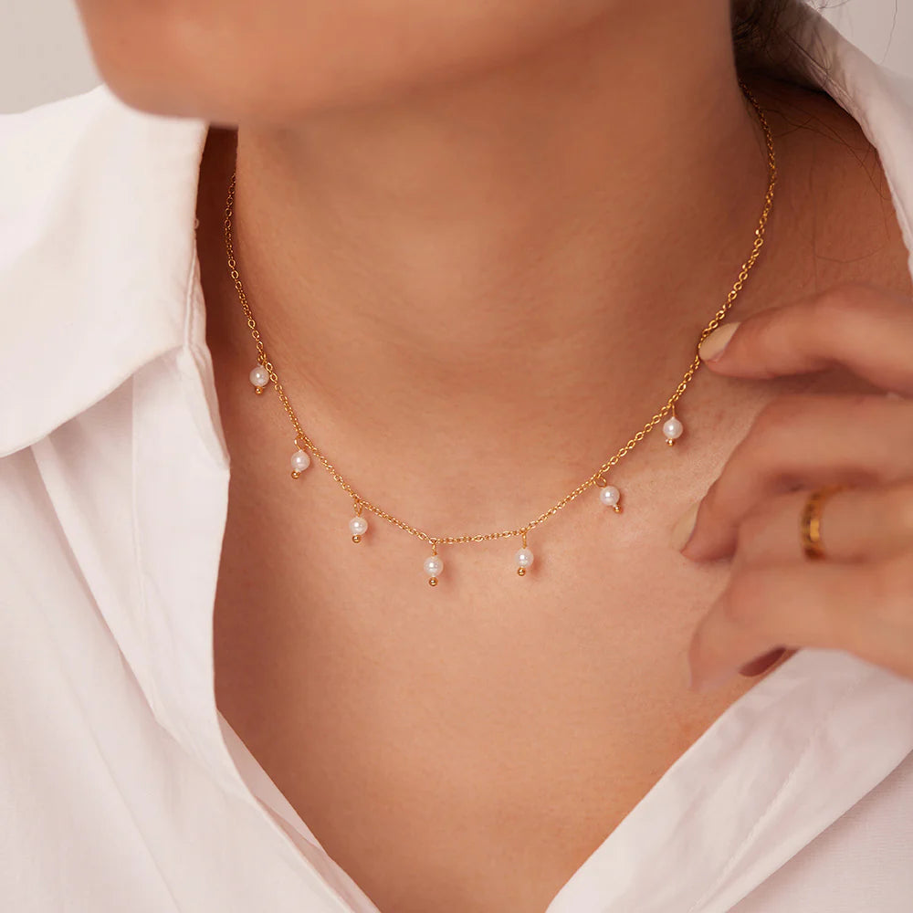 Gracee Pearl Tassel Layered Necklace