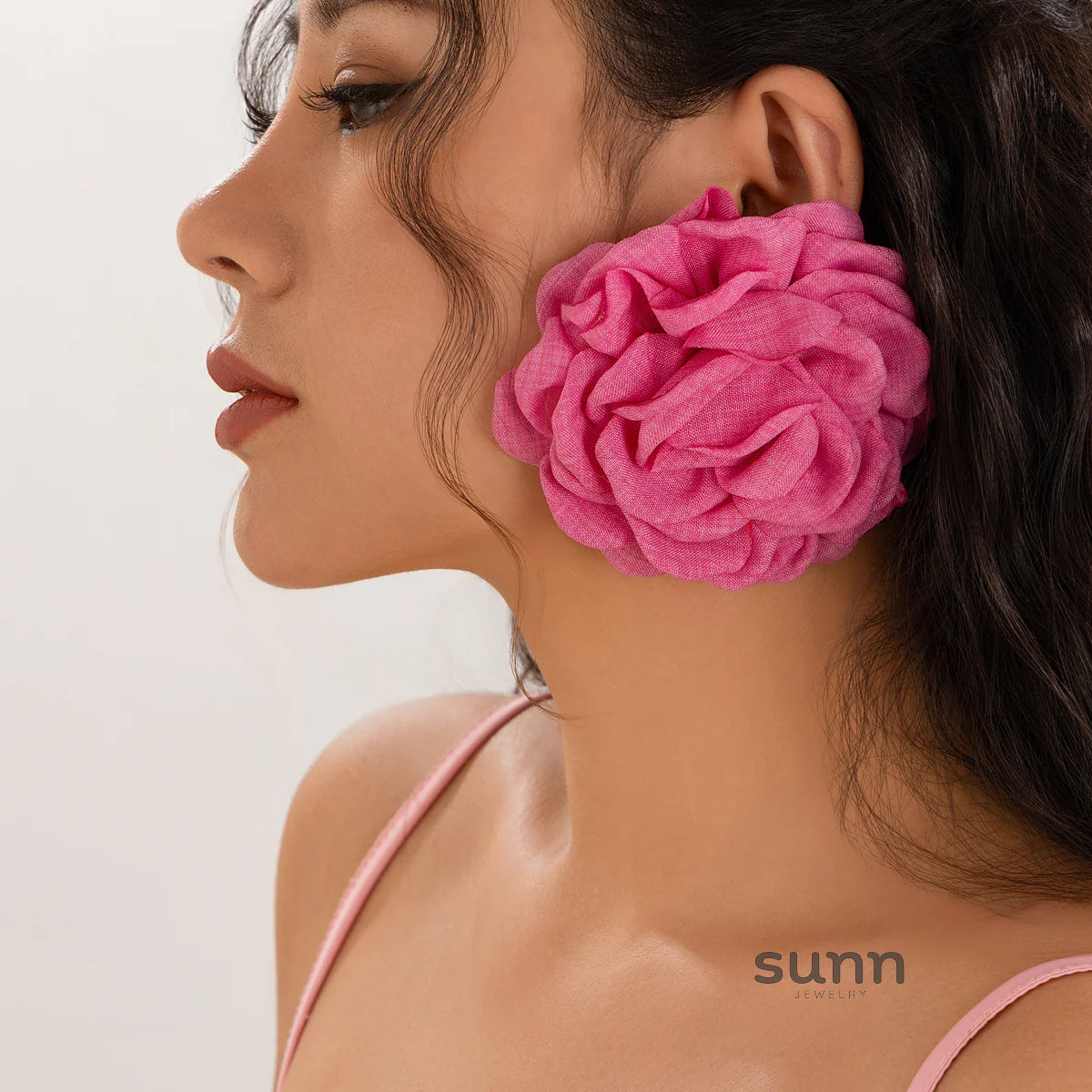 Gracelynne Fabric Rose Stud Earrings