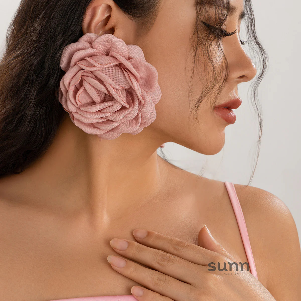 Gracelynne Fabric Rose Stud Earrings