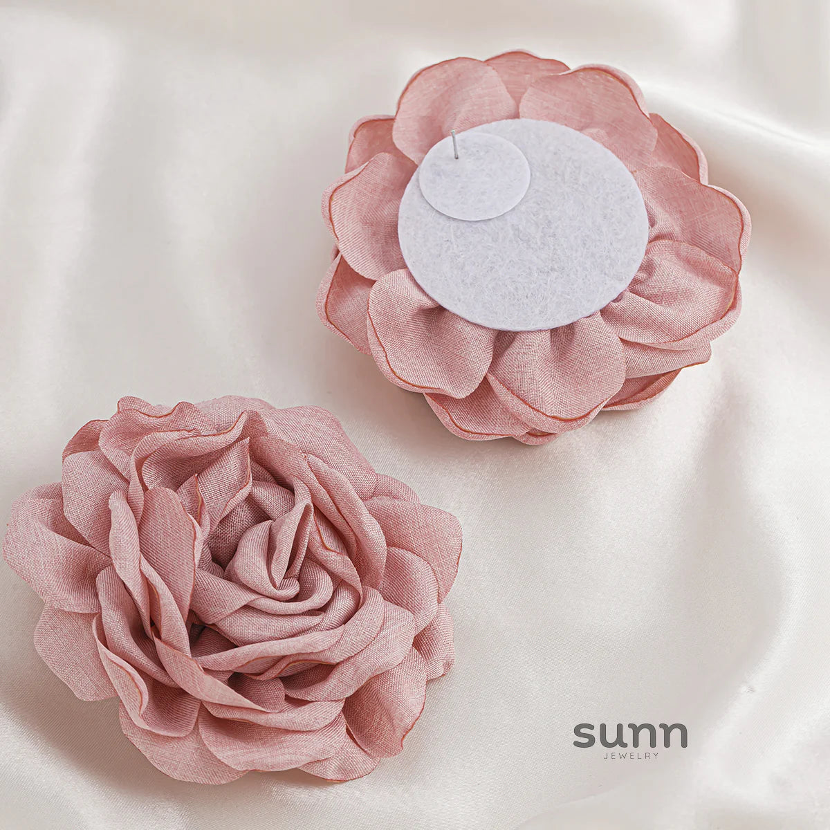 Gracelynne Fabric Rose Stud Earrings