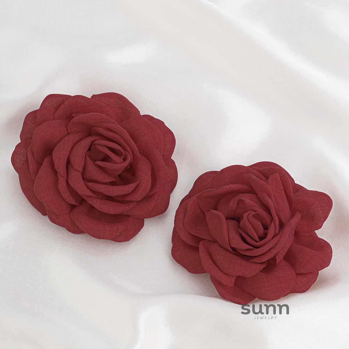 Gracelynne Fabric Rose Stud Earrings