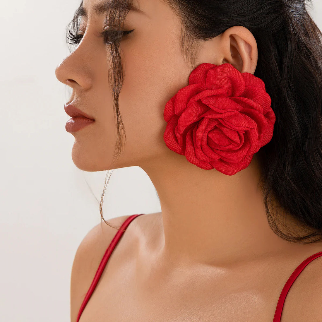 Gracelynne Fabric Rose Stud Earrings
