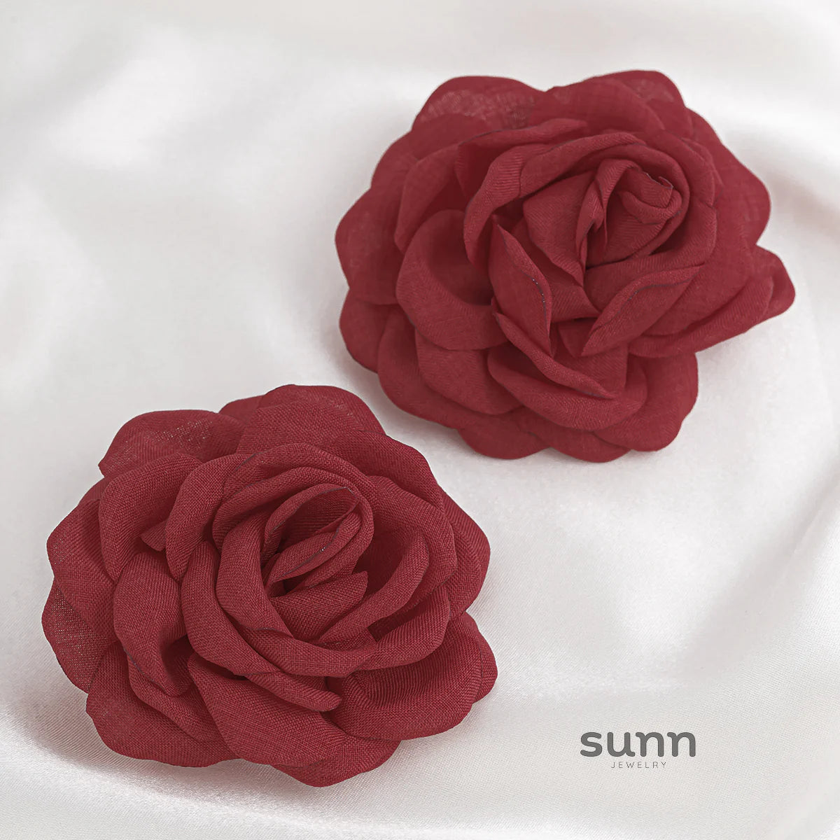 Gracelynne Fabric Rose Stud Earrings