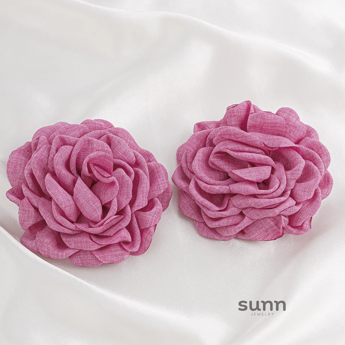 Gracelynne Fabric Rose Stud Earrings