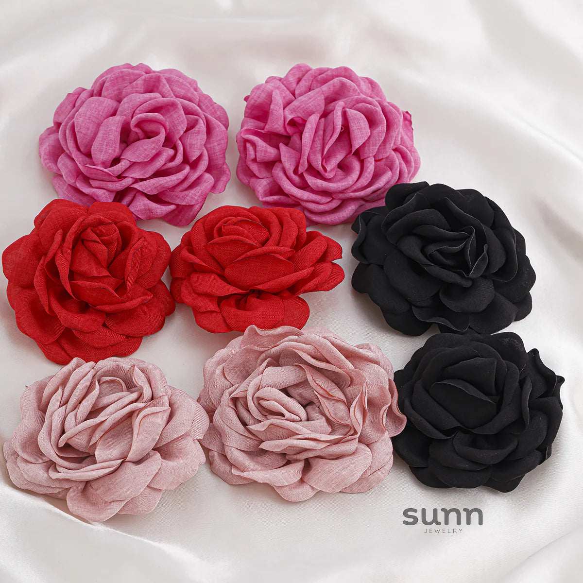 Gracelynne Fabric Rose Stud Earrings