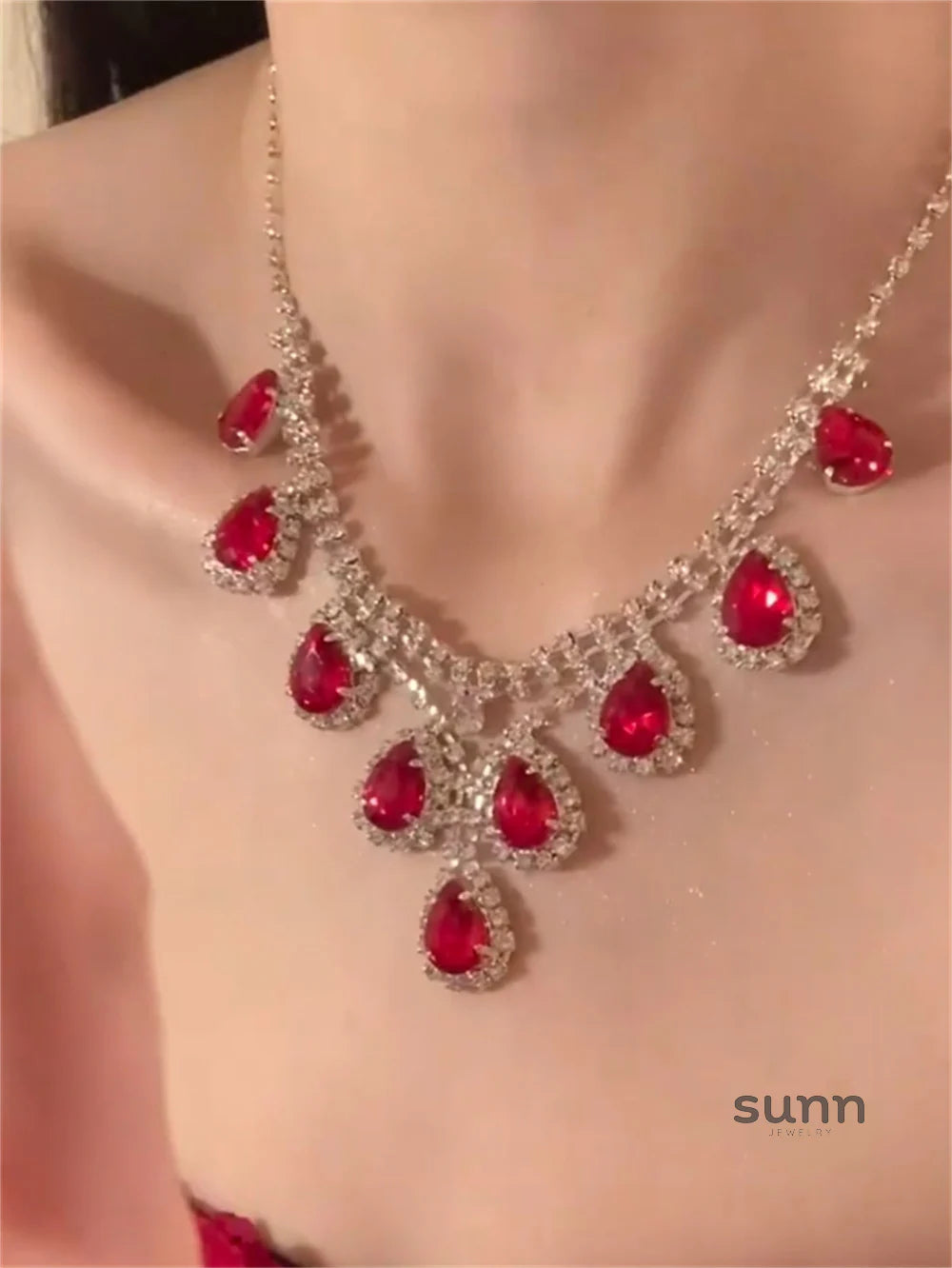 Gracen Red Crystal Heart Set