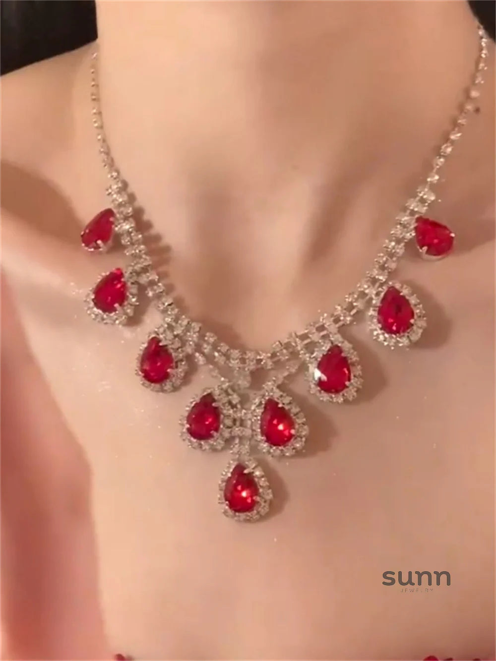 Gracen Red Crystal Heart Set