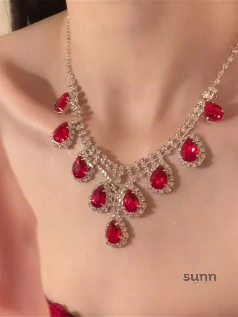 Gracen Red Crystal Heart Set