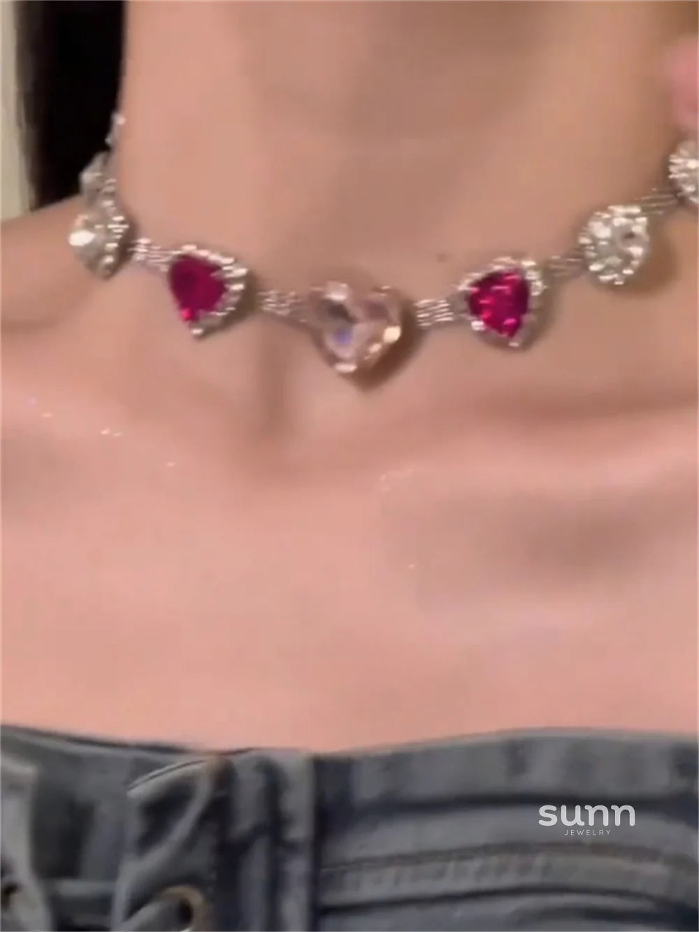 Grayce Crystal Heart Choker