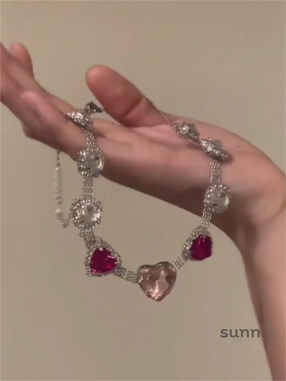 Grayce Crystal Heart Choker