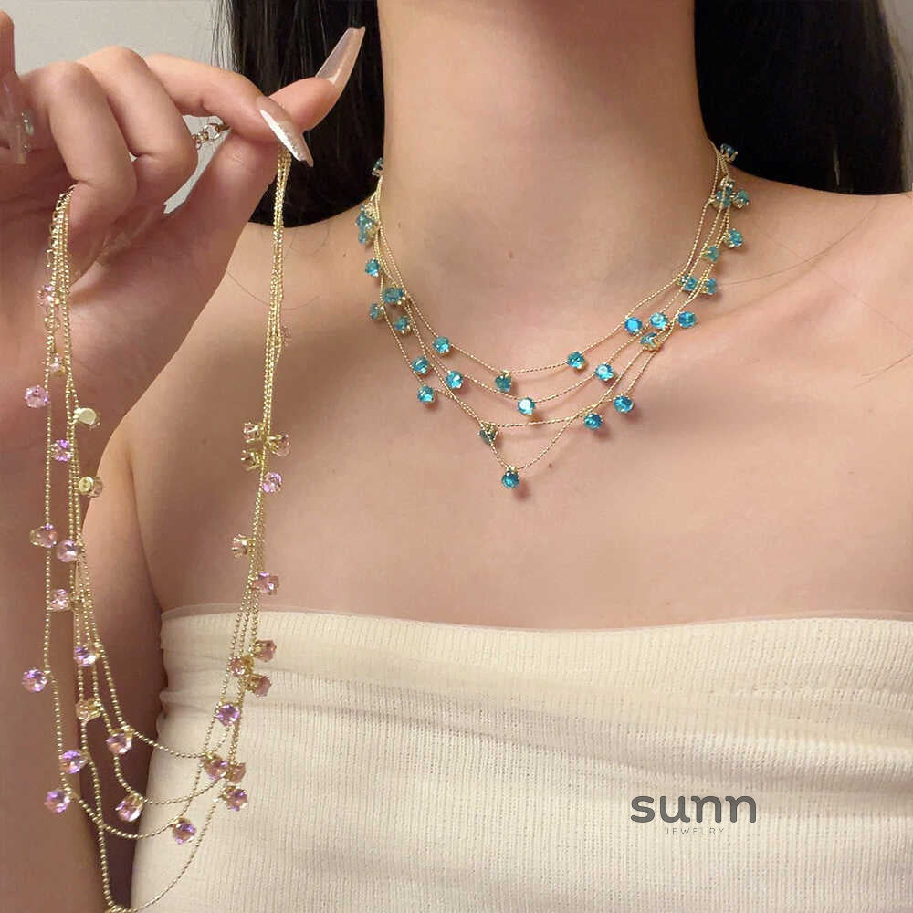 Graysen Gypsophila Layered Necklace [L00I8RPM]