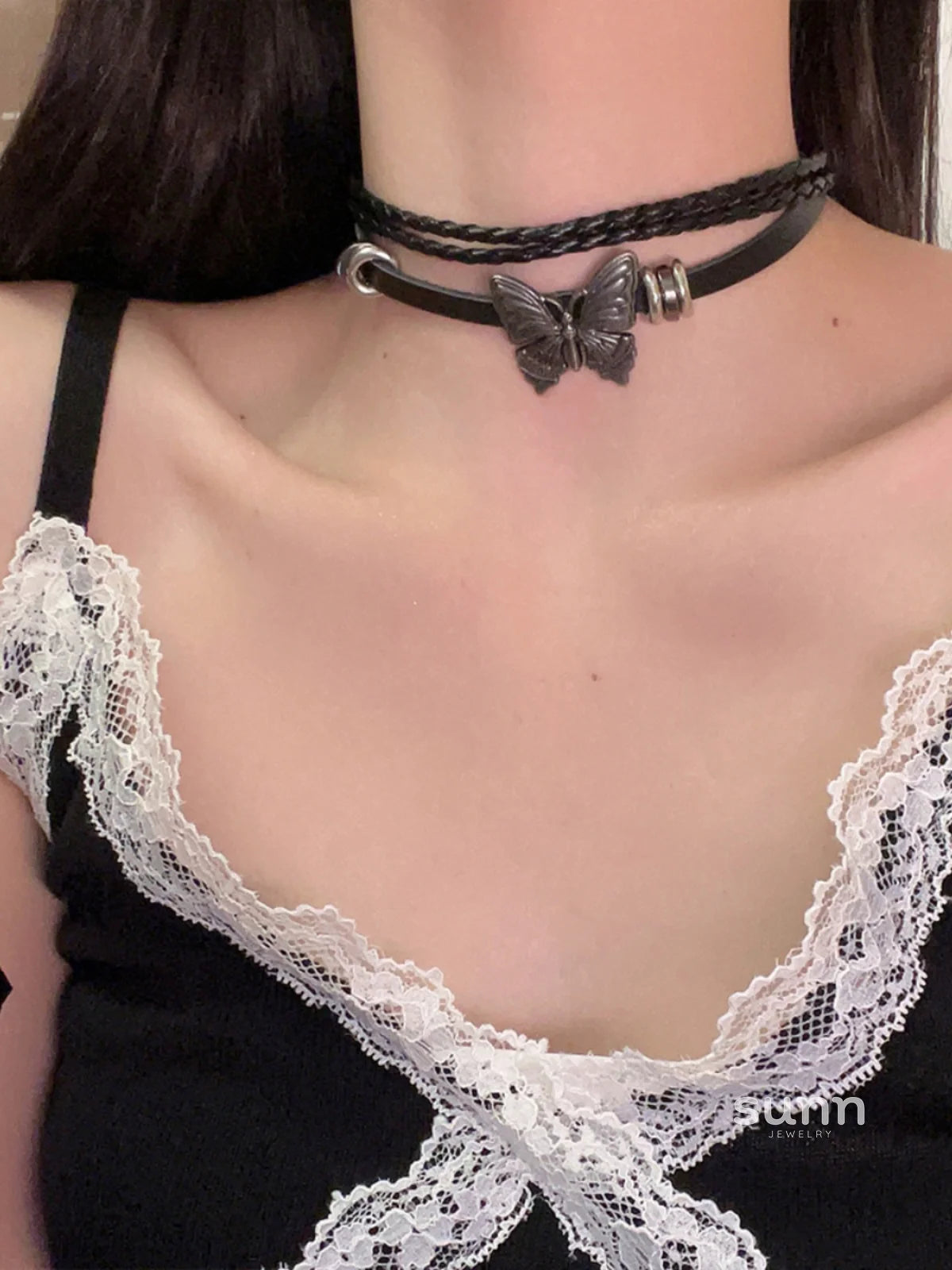Graysen Leather Butterfly Choker
