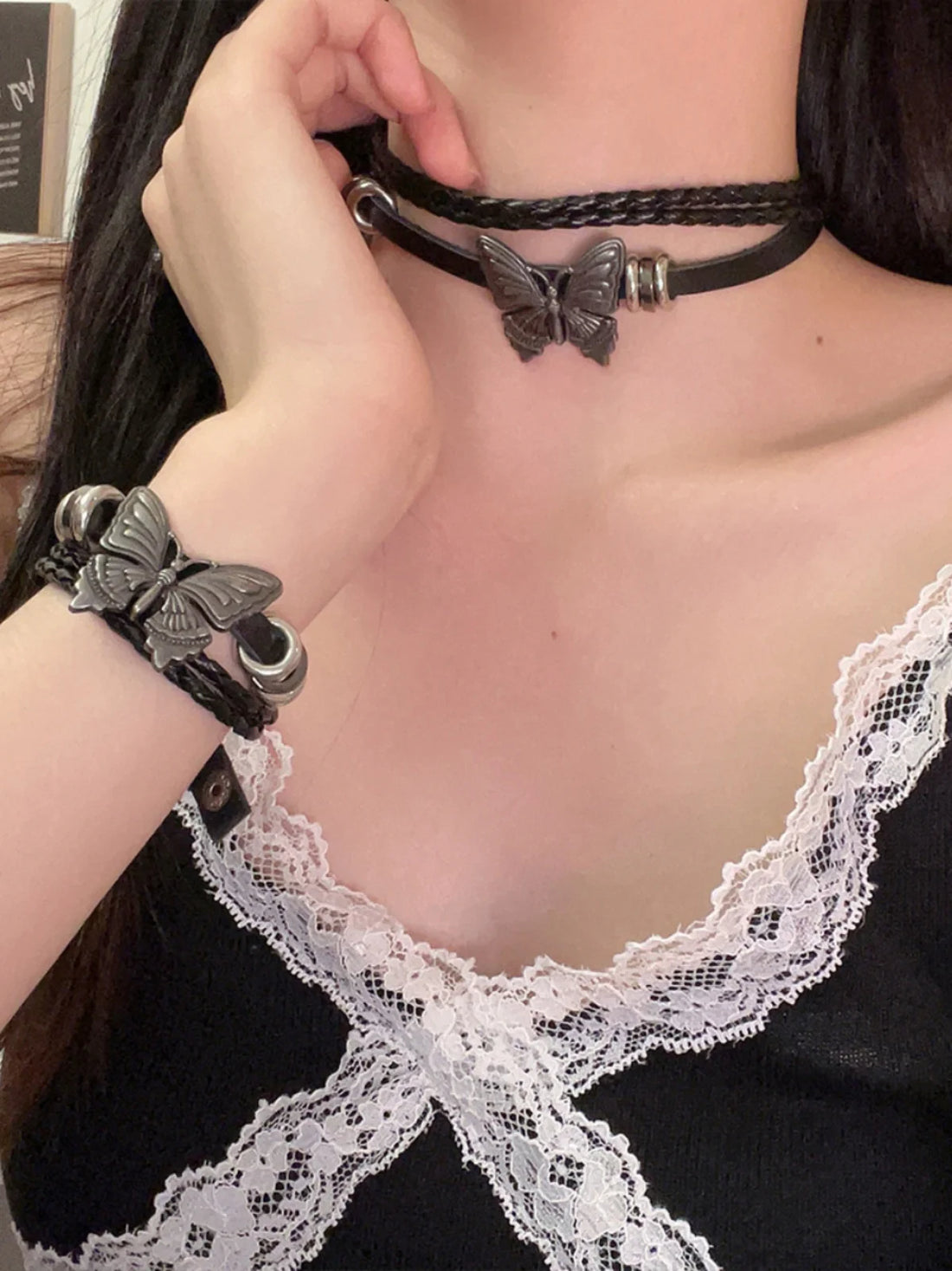 Graysen Leather Butterfly Choker