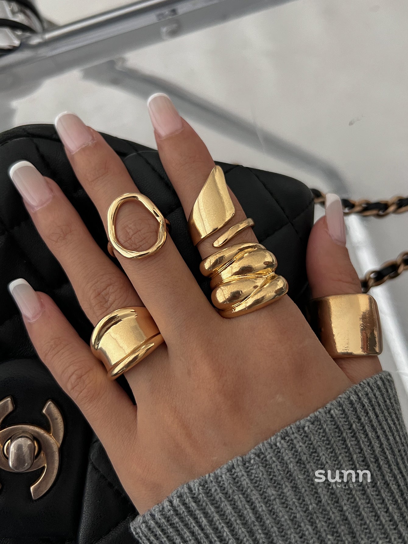Gwen Irregular Ring Bracelet Set [KMHKEC3S]