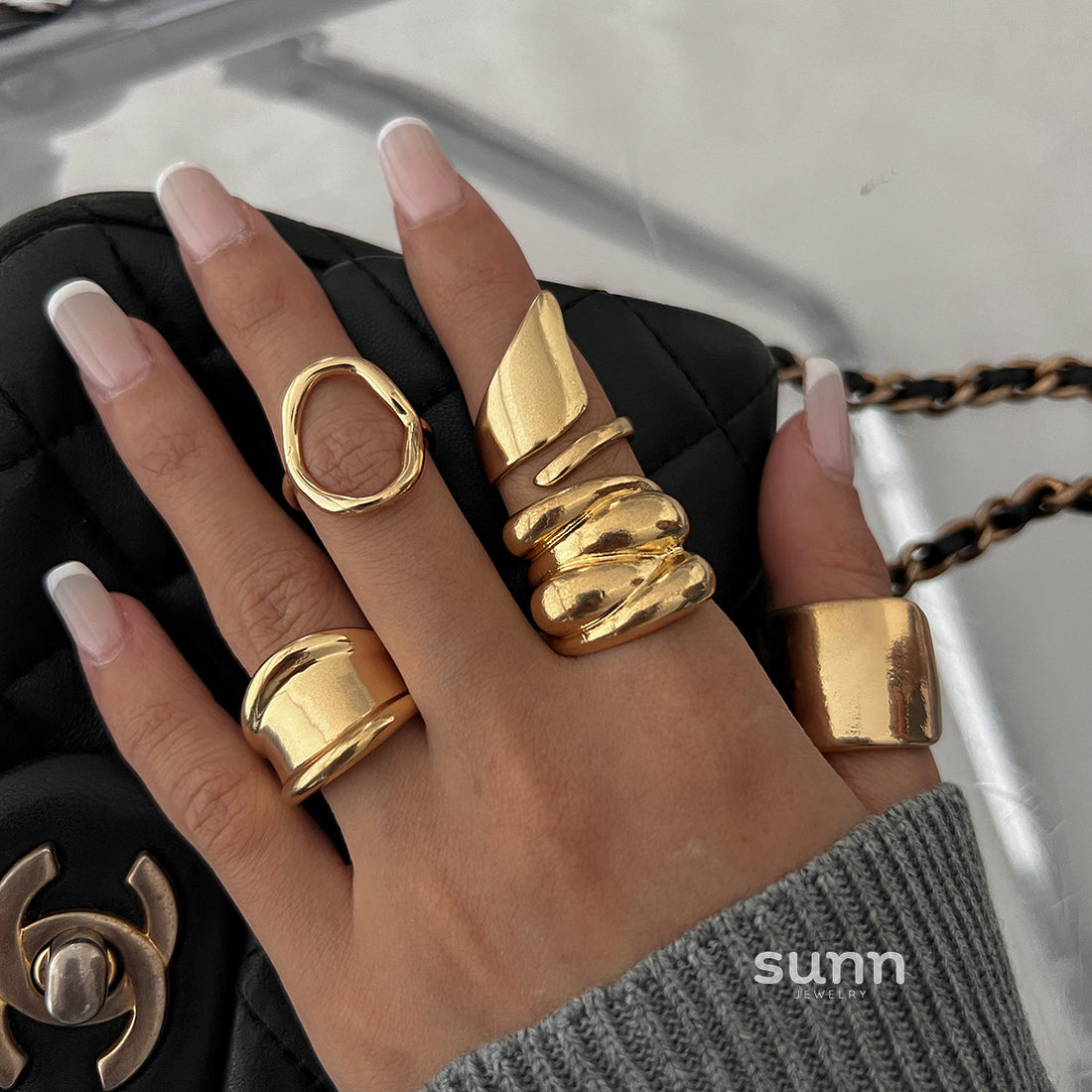 Gwen Irregular Ring Bracelet Set [NYIG1OB1]