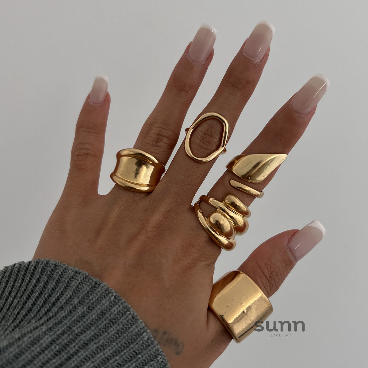 Gwen Irregular Ring Bracelet Set [MAQ5G235]