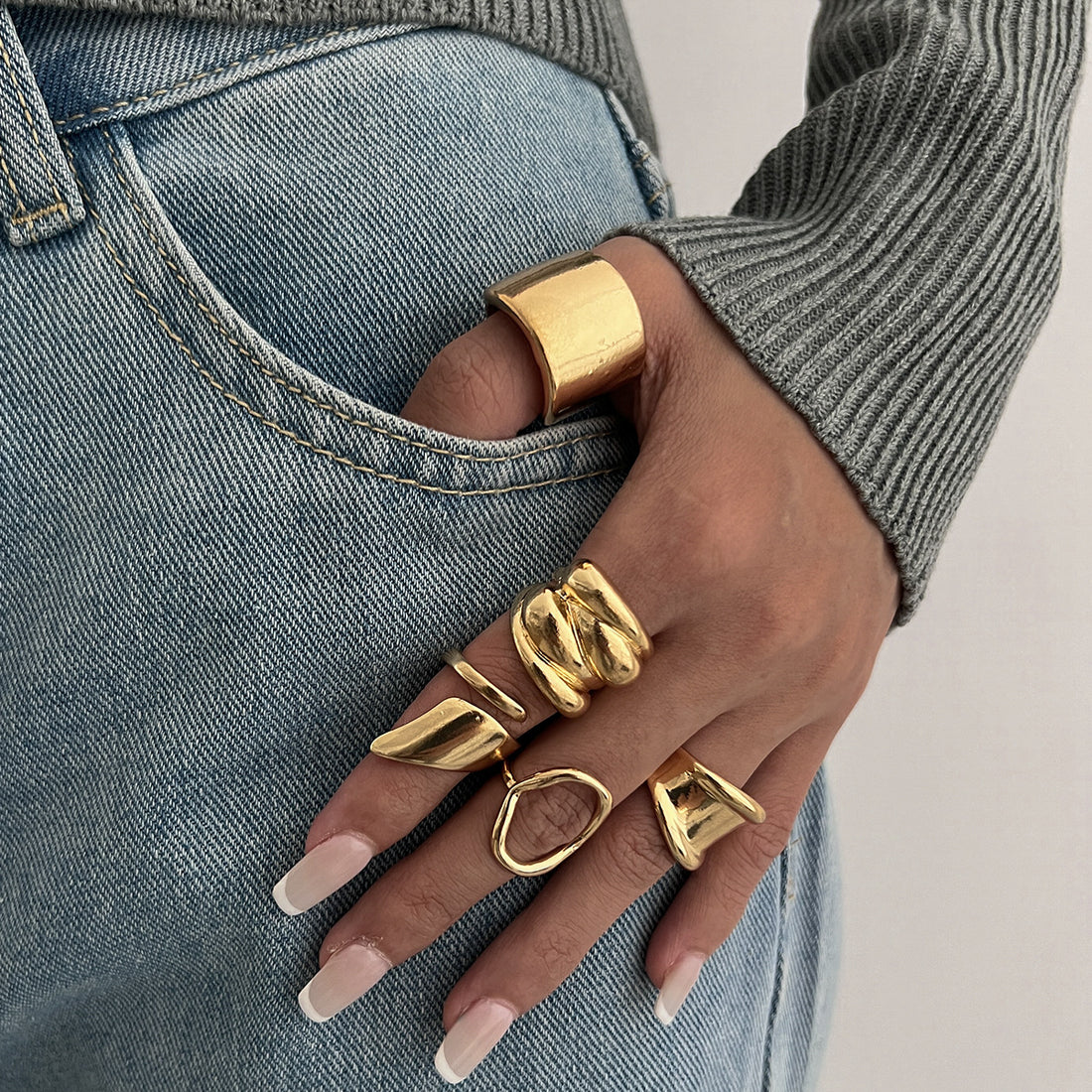 Gwen Irregular Ring Bracelet Set [NYIG1OB1]