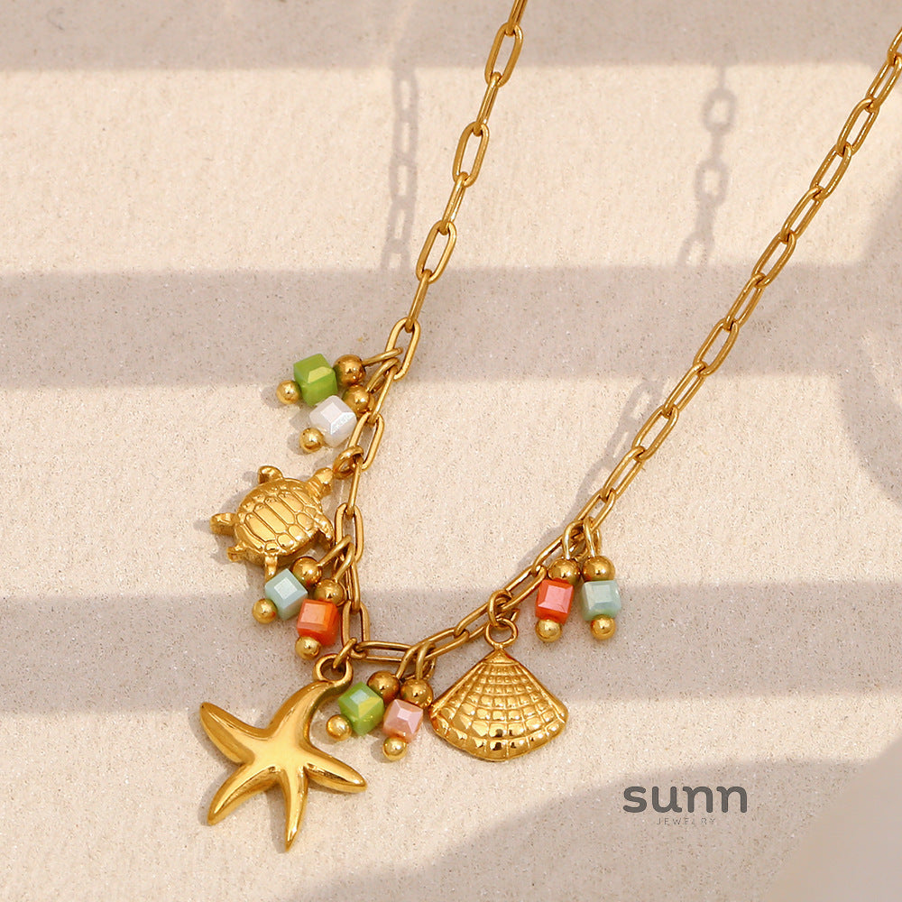 Hadeel Gold Ocean Shell Necklace [HRJA319Q]
