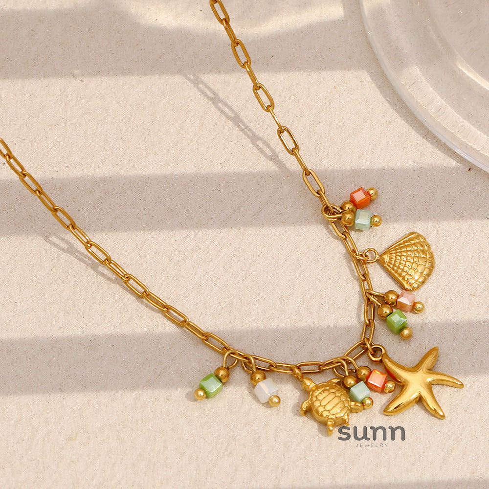 Hadeel Gold Ocean Shell Necklace [U20Q2UFB]