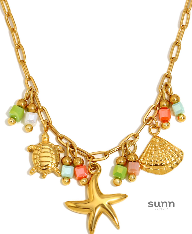 Hadeel Gold Ocean Shell Necklace [DP6Z08LN]