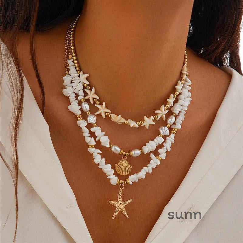 Hadley Layered Pearl Starfish Necklace [CQMU3XI8]