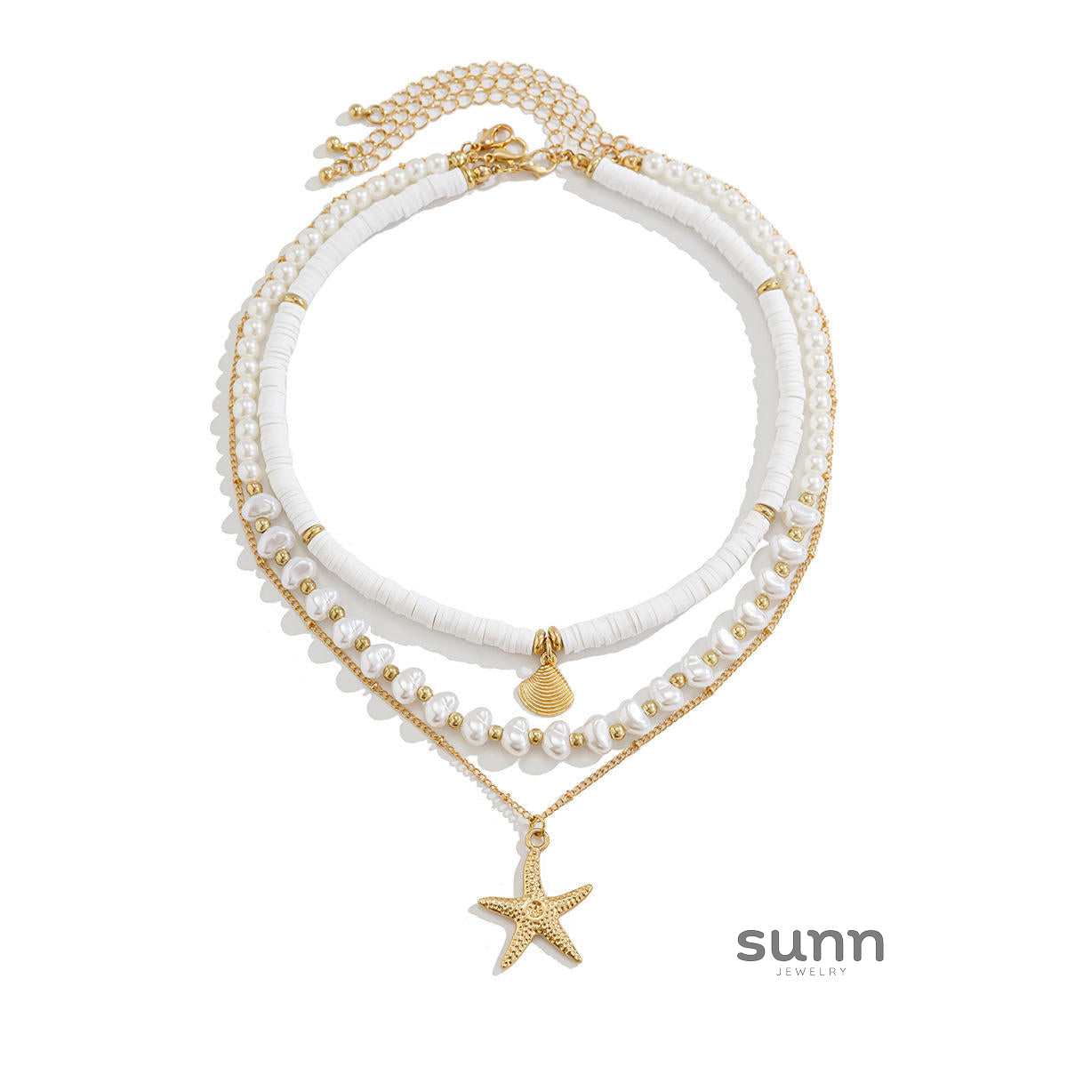 Hadley Layered Pearl Starfish Necklace [93LH5ESW]