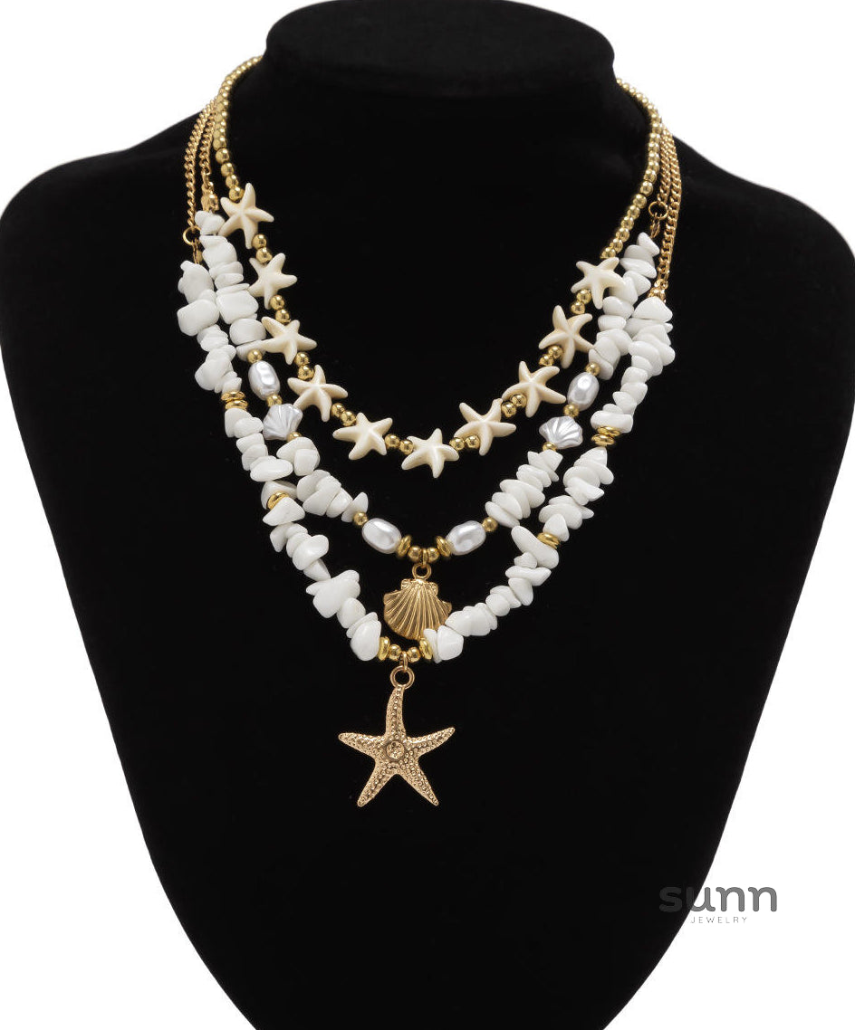 Hadley Layered Pearl Starfish Necklace [U4Z22BWY]