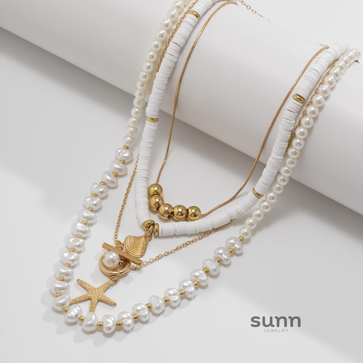Hadley Layered Pearl Starfish Necklace [5OHIH29V]