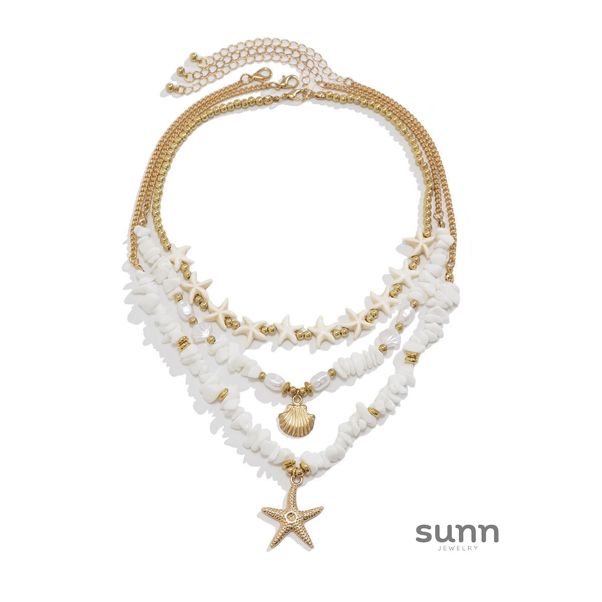 Hadley Layered Pearl Starfish Necklace [3E52PVPH]